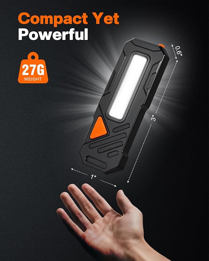 Rechargeable Mini Flashlight – 8 Light Modes LED Safety Light with Clip & Magnetic Base, Compact Pocket Flashlights Powerful Flashlight for Camping, Walking, Emergency, Outdoors