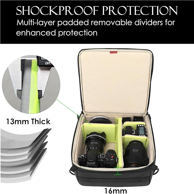 svatin Camera Insert Bag,Shockproof &Pressure-proof Dual Opening Padded Camera Lens Cube Case Backpack,Digital DSLR SLR Mirrorless Cameras Storage for Canon,Nikon,Sony,Panasonic(XS Black)
