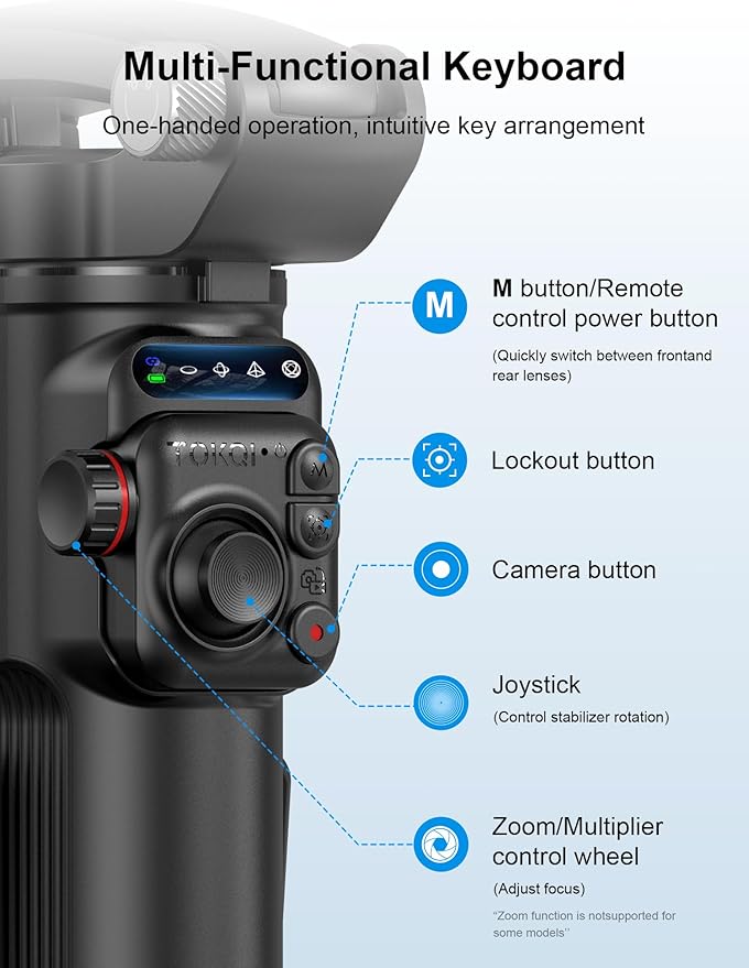 Gimbal Stabilizer for iPhone Phone Stabilizer with Detachable Remote Control, 3-Axis Phone Gimbal for Android & iPhone 16 15 Pro Max, Portable Foldable Ideal for Travel Vlogging