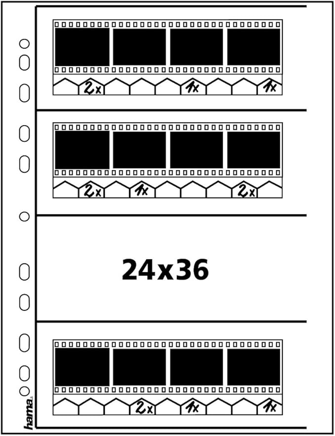 Hama 2256 Negative File Storage Sleeves, Each Holding 4 Strips of 4 (24 x 36 mm) Frames, Glassine (Pack of 25)