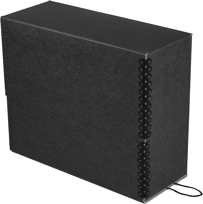 Lineco Archival Document Storage Box with Metal Edge, Acid-Free Black Boxboard, Organize and Store Files, Prints, Photos, Legal-Sized Case 15.5" x 10.5" x 5" Wide