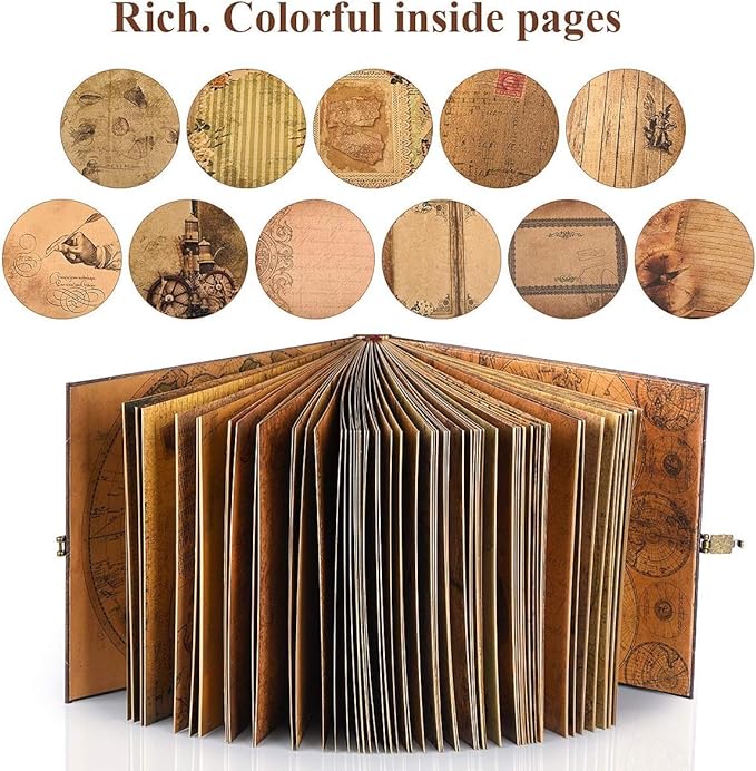 Adventure Book 148-Page DIY Handmade Scrapbook Kit - Vintage Embossed Cover Travel Diary,Gift Boxed with Full DIY Accessories for Couples,Anniversaries & More for Life’s Greatest Adventures