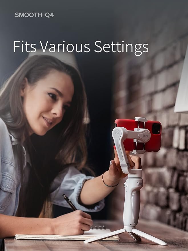 ZHIYUN Smooth Q4 Combo Gimbal Stabilizer, 3-Axis Smartphone Phone Gimbal, Built-in Extension Rod, Foldable and Portable, Android and iPhone Gimbal, Vlogging Stabilizer, TikTok YouTube Video