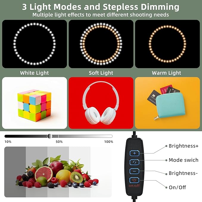 Lightdow 16"x16"x16" Photo Studio Light Box Photography with 180 LEDs (CRI>95) & Type-C Cable(18W), 6 Backdrops - Dimmable Shooting Tents[Light Box pkg. lacks Type-C Plug. Add manually.]
