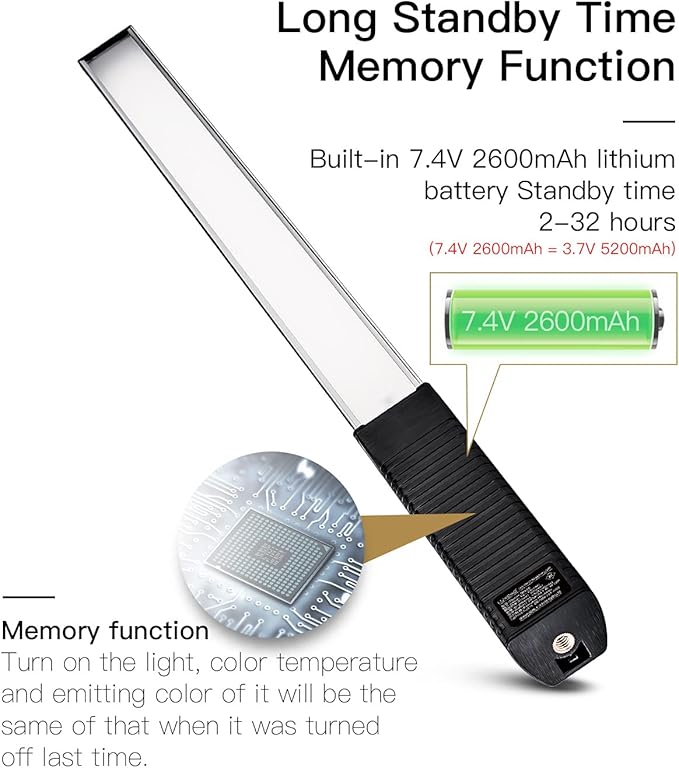 LUXCEO RGB LED Photography Lighting Portable Wand Handheld LED Video Light 1000 Lumens CRI 95+ USB Rechargeable with Remote Control, Carry Bag, Adjustable Color Temperature 3000K-6000K and 36 Colors