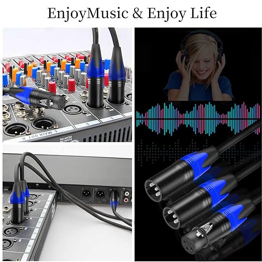 XLR Cable 6ft 2 Pack, XLR Microphone Cable Male to Female, Balanced XLR Cable Suitable for Preambles, Speaker Systems, Radio Station and More