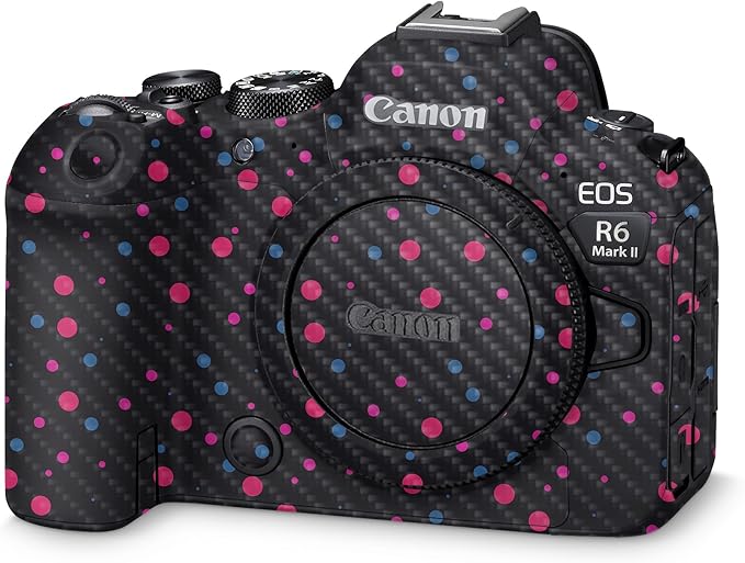 Carbon Fiber Camera Skin Compatible with Canon EOS R6 Mark II Camera (2022) - Magenta Dots - Premium 3M Vinyl Protective Wrap Decal Cover - Easy to Apply | Crafted in The USA by MightySkins