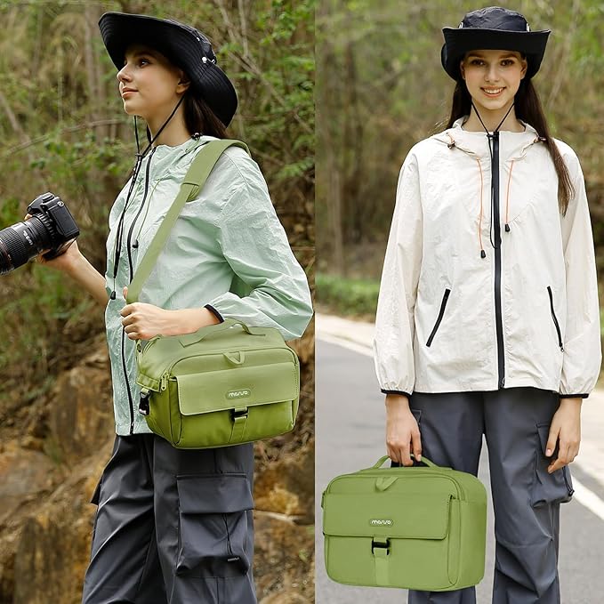 MOSISO Camera Shoulder Bag Case Crossbody Sling Purse, DSLR/SLR/Mirrorless Compact Padded Photography Handbag with Rain Cover Compatible with Canon/Nikon/Sony Cameras and Lenses, Army Green