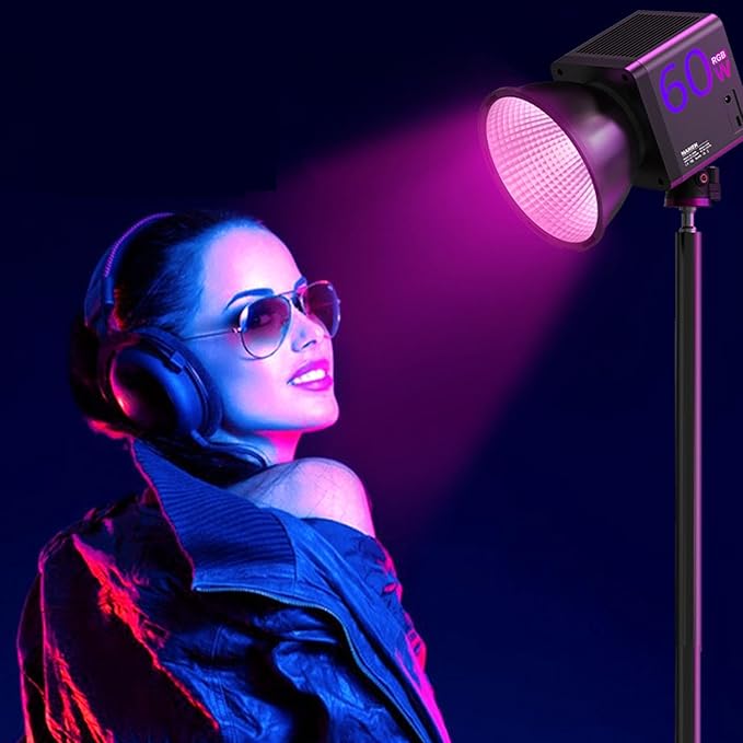 Handheld Portable Video Light, Live Streaming Atmosphere Lighting, LED Video Light with RGB & 24 Scene Modes, 60W 2500 6500K Adjustable Charging Type C for Outdoor & Shooting (B)