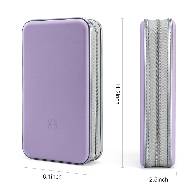 Alavisxf CD Case, 96 Capacity Hard Plastic DVD Disc Storage Case Holder with Zipper - Portable CD DVD Organizer for Car, Home, Travel (Lavender)