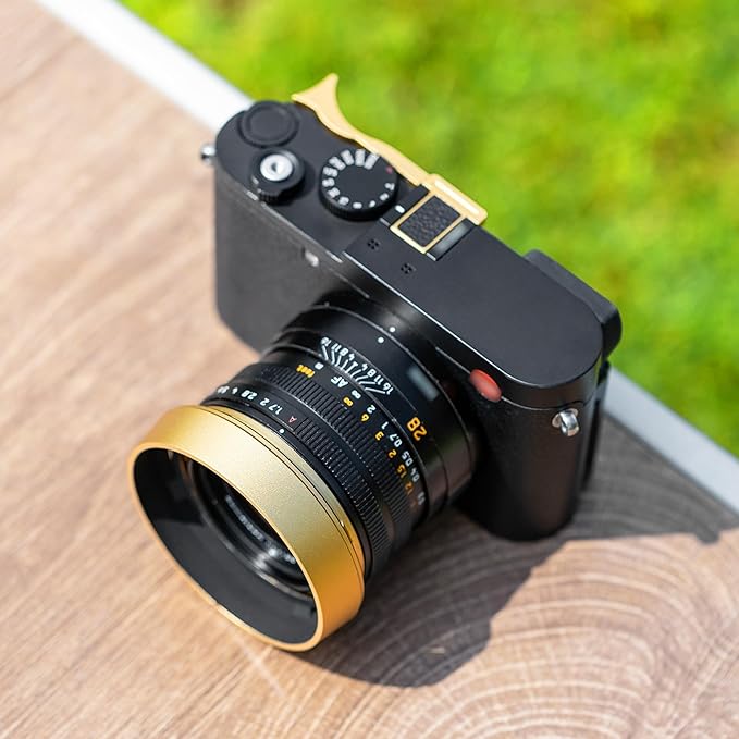 JJC Metal Lens Hood Shade for Leica Q3 43/Q3/Q2/Q Cameras, Replaces Leica Round Lens Hood Q, with 49mm Center Pinch Snap-On Lens Cap, No Vignetting