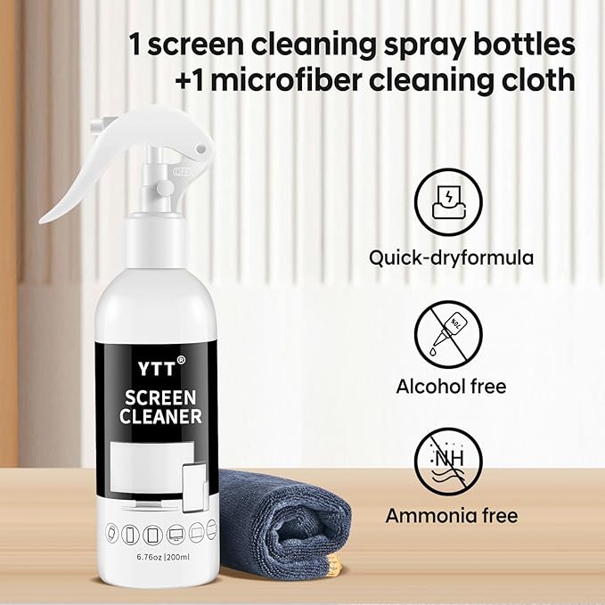 Screen Cleaner Spray – Large Bottle Computer Screen Cleaner, Cleaning Kit and Microfiber Cleaning Cloth for LCD LED OLED TV, Smartphone, iPad, Laptop, Computer, iPhone, MacBook (1 Pack)