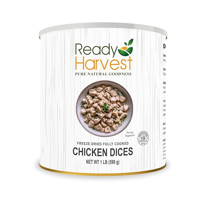 Ready Harvest Freeze-Dried Food - Chicken | Emergency Food | Camping Supplies | #10 Can | 30-Year Shelf Life | Cans Filled to the Top