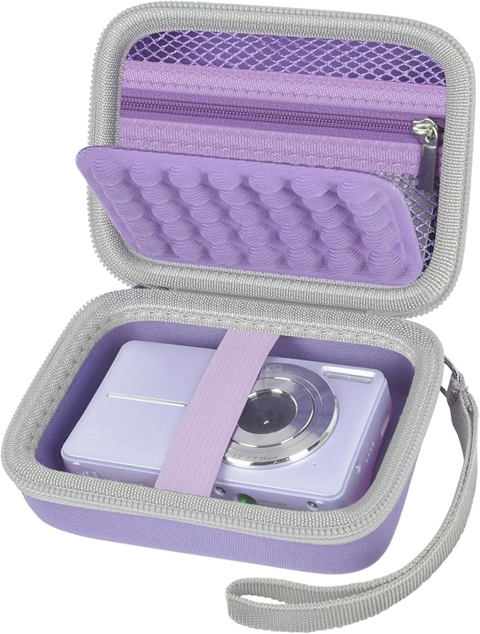 Digital Camera Case for CAMKORY/for Kodak Pixpro/for VAHOIALD/for Sony DSCW800 830/ for Canon PowerShot 180 190. Kids Vlogging Cameras Storage Holder for Accessories (Box Only)-Purple
