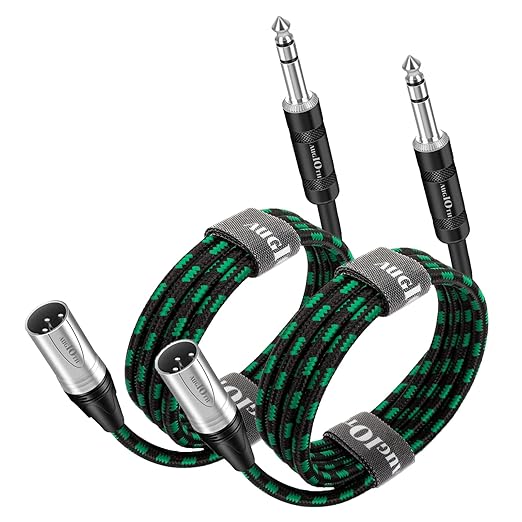 XLR Male to 1/4 Cable 10ft 2 Pack, Balance 6.35mm TRS Plug to 3-pin Mic Cable for Power Speaker, Mixer, Amplifier