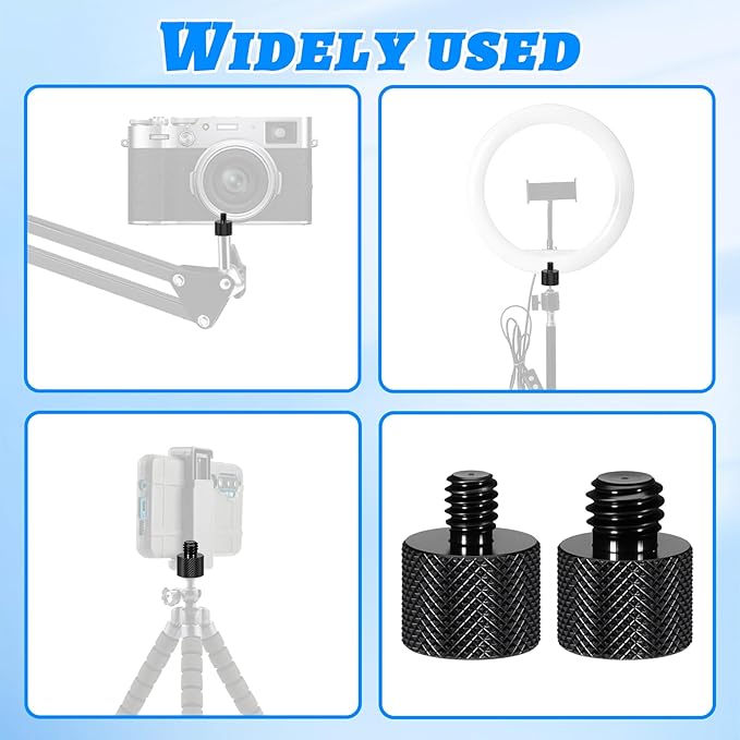 3/8 to 1/4 Camera Screw Adapter Thread 4 Pcs Aluminum Alloy 1/4 Female to 3/8 Male Camera Tripod Adapter for Cameras, Mount, Monitor
