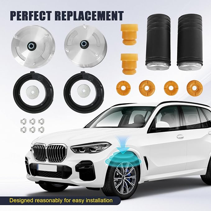 Front Strut Shock Mount Kit Upper Lower Support and Bump Stops Compatible with 2007-2014 BMW X5 xDrive30i X6 xDrive50i Replaces 31336788776, 31336774738（14Pcs)