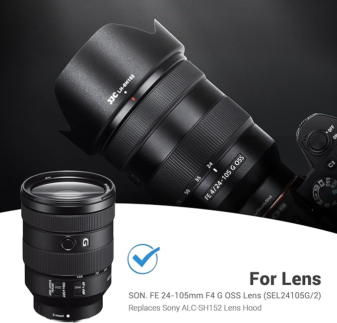 Lens Hood for Sony FE 24-105mm F4 G OSS Lens (SEL24105G/2), Reversible Lens Shade Protector Replaces Sony ALC-SH152 Hood, Compatible with a 77mm Filter or Lens Cap