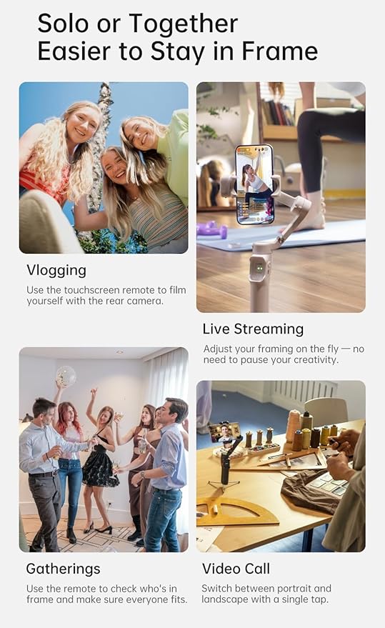 hohem iSteady V3 Ultra Gimbal Stabilizer for iPhone,Phone Gimbal with AI Tracking & Fill Light,Built-in Extendable Rod & Tripod,Detachable Remote Control,Stabilizer for Vlog,TikTok (White)