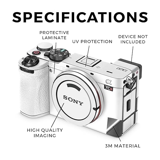 Glossy Glitter Camera Skin Compatible with Sony Alpha 7CR Camera (2023) - Solid White - Premium 3M Vinyl Protective Wrap Decal Cover - Easy to Apply | Crafted in The USA by MightySkins