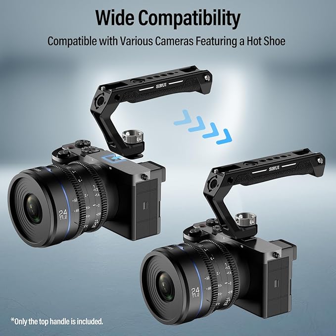 SIRUI Cold Shoe Mount Camera Top Handle, Universal Camera Cage Top Hand Grip with Anti-Off Designed Cold Shoe Adapter, and Multiple Mounting Points, AM-THC