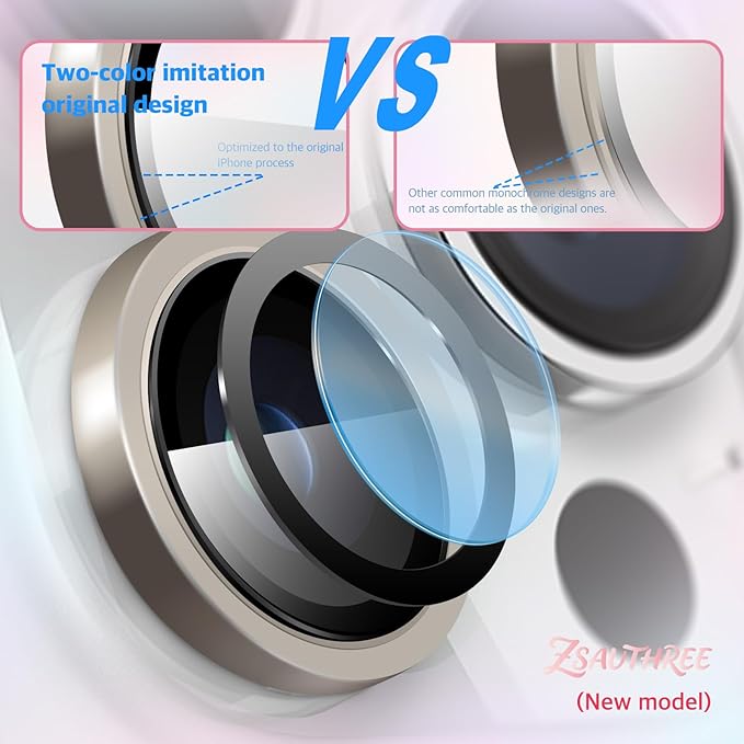 Military Grade 9H+ Glass Lens Protector for iPhone 16 Pro Max/16 Pro,1:1 Invisible Fit,Ultra Clarity with 99.9% Light Transmission,Impact & Scratch Resistance,Smudge-Free (Titanium Gray)