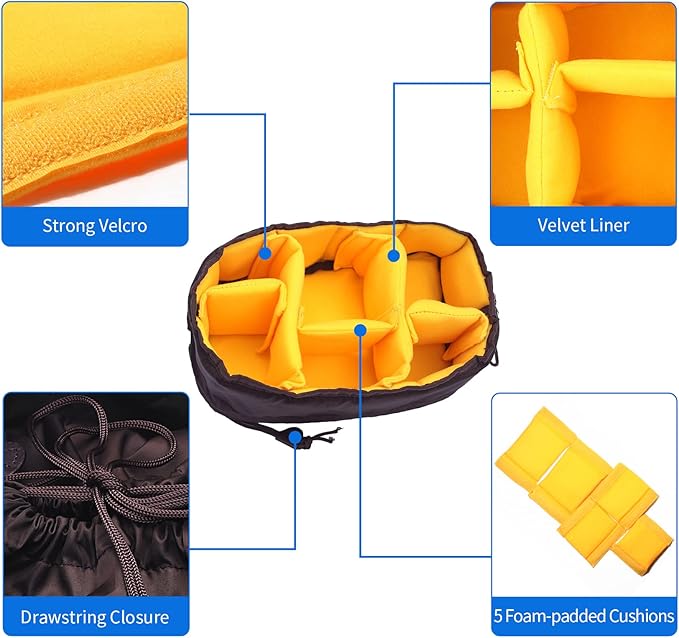 Selens High-Capacity Shockproof DSLR SLR Camera Padded Bag Case Partition Camera Insert, Make Your Own Camera Bag