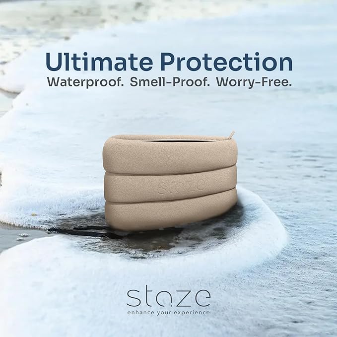 Staze Bag - Waterproof, Neoprene Pouch, Zipper Closure Stylish Pouch for Travel & Storage (Dune, 10.5” x 7”)