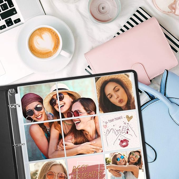 Dunwell 4x4 Photo Album Sleeves (25 Pack), Fits 12x12 3-Ring Album Binder, 12 x 12 Scrapbooking Pages with 9 Square Pockets, Photo Page Refills Holds 450 4 x 4 Prints, Archival Quality
