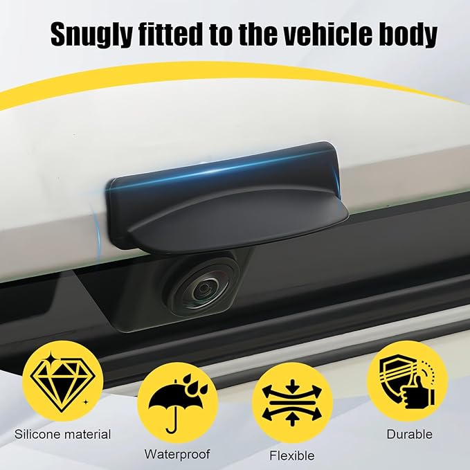 Car Backup Camera Rain Shield, Reversing Rear View Camera Anti-Rain Cover, Non-Destructive Adhesion, Universal Reversing Protector Sticker for Cars, Trucks, SUVs, Black
