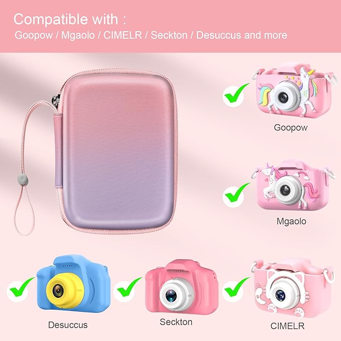 FINTIE Kids Camera Case Compatible with Goopow/Seckton/Dylanto/Mgaolo/Masterbee/CIMELR/Desuccus Kids Digital Camera Toys, Children Carrying Bag, Birthday Festival Gift, Fantasy Ombre