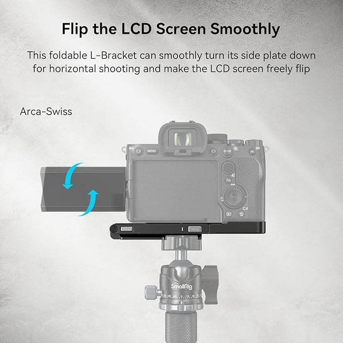 SmallRig Foldable L-Bracket for Sony Alpha 7 V/Alpha 7R V/Alpha 7 IV/Alpha 7S III, Foldable Side Plate for Arca, Quick Switch Between Horizontal and Vertical Shooting - 3984