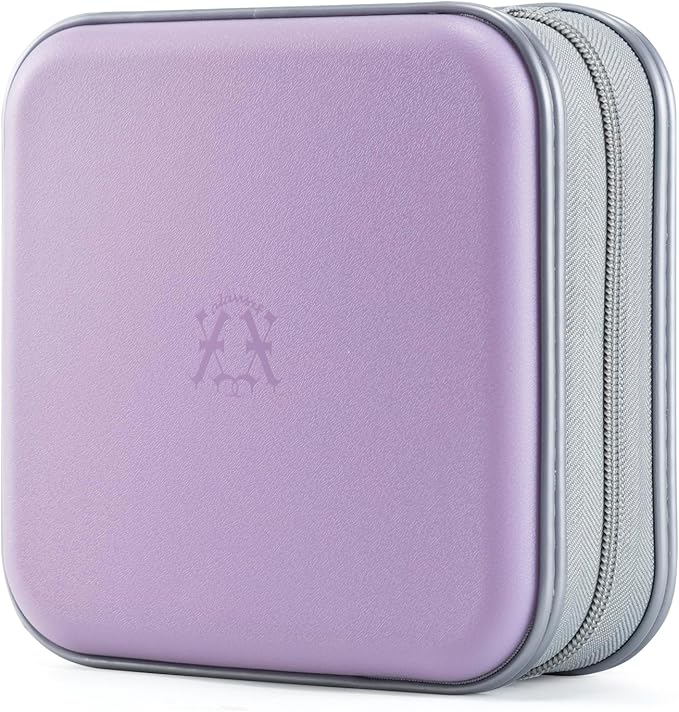 alavisxf xx 48 Capacity Hard Plastic DVD Case Portable Zipper CD Case Holder Large Storage Disc Wallet Bag for Car Home Travel (Lavender)