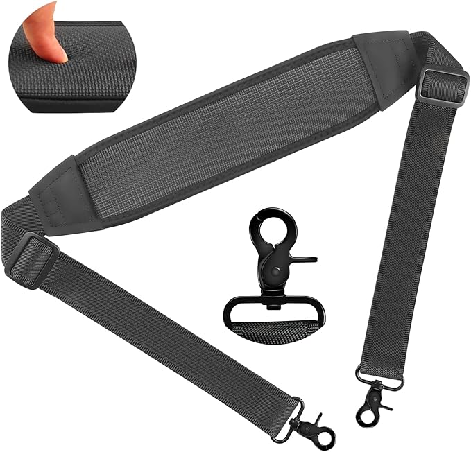 67" Luggage Replacement Shoulder Strap, Neoprene Universal Non-Slip Bag Strap with Double Adjustable Buckles and Metal Hooksfor Briefcase Computer Messenger Bag (170cm, Supple)