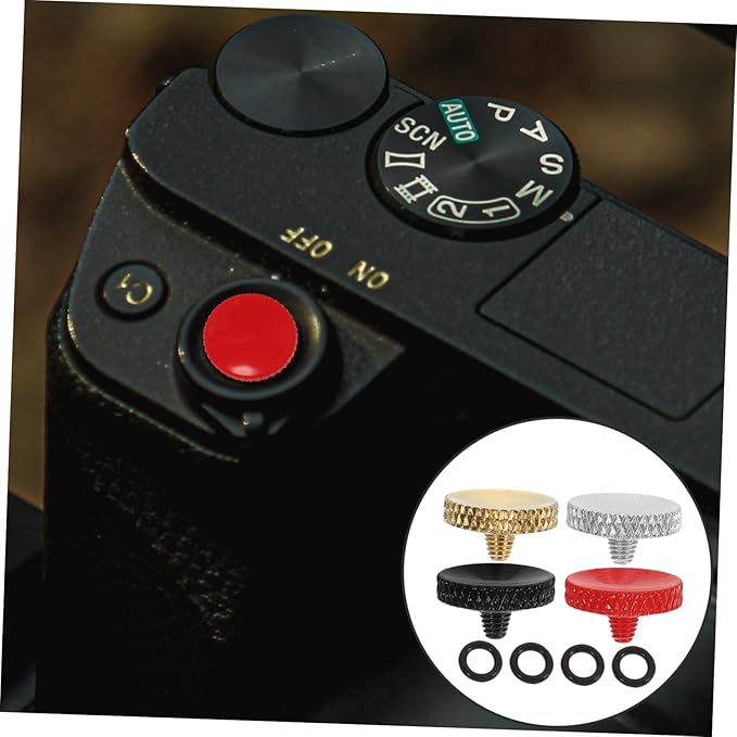 TEHAUX 4pcs DSLR Camera Accessory Shutter Release Button Flat Concave Easy to Press Aluminum Alloy for Handheld Use