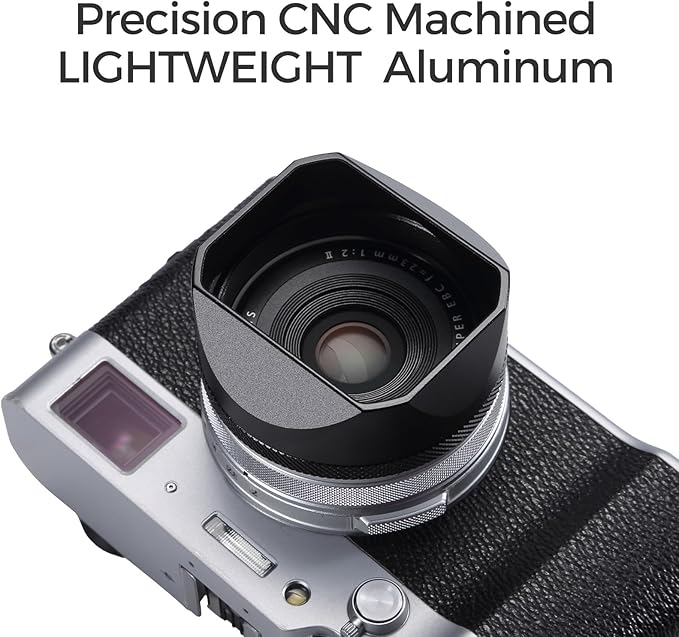 Metal Square Lens Hood (with Cover) with 49mm UV Filter Adapter Ring Compatible with for Fujifilm X100V/X100VI (Aluminum Alloy-Black)