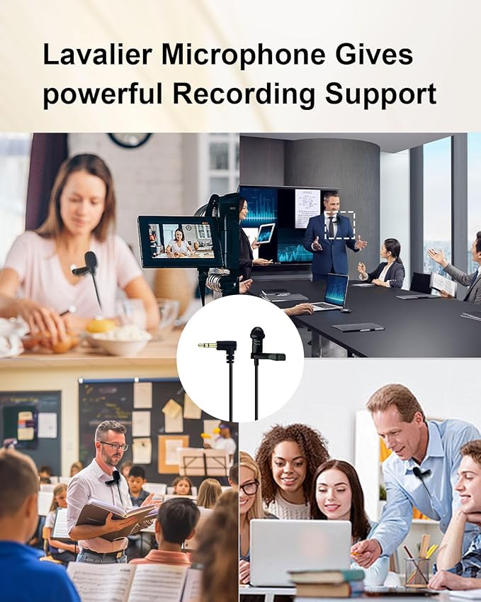 Lavalier Lapel Microphone for DJI MIC 1/2 for Rode GO II Wireless Transmitter, L-Shaped Angle 3.5mm Plug Omnidirectional Condenser Wired Mic with Wind Muff for YouTube Vlog Interview,1.5M