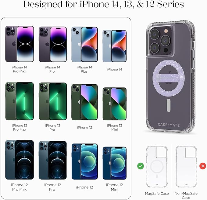 Case-Mate Magnetic Phone Grip MagSafe Loop Grip - Detachable Holder for Hand - Soft Collapsible MagSafe Grips for Back of Phone for iPhone 17 Pro Max/16 Pro Max /15/14/13/12/S25 Ultra - Purple Sparkle