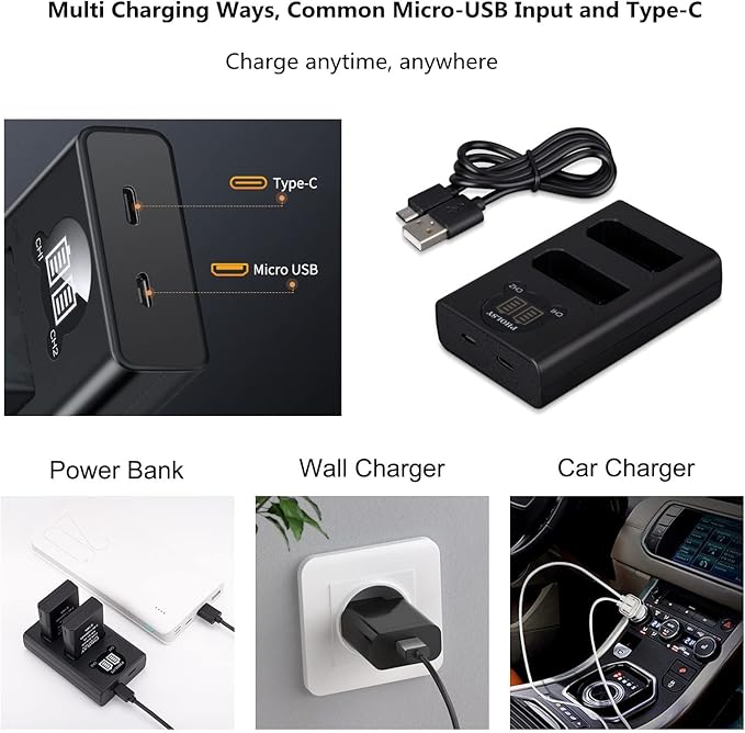 EN-EL14 Charger, PHOLSY Camera Battery Charger EN-EL14 USB Charger MH-24 for EN-EL14 EN-EL14a Battery Compatible with Nikon Camera P7800 P7700 P7100 P7000 D5600 D5500 D5300 D5100 D3500 D3400 D3300