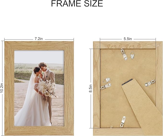 5.5 x 8.5 Diploma Frame Set of 4, Made of Real Glass and Natural Oak Frame, 5.5 by 8.5 Photo for Wall or Tabletop
