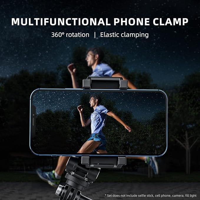 TELESIN Phone Tripod Mount Holder Adapter Clip, Adjustable Cell Phone Stand Holder with Cold Shoe, Phone Clamp Video Recording Rig Bracket for iPhone 15 14 13 12 11 Android Samsung Galaxy Accessories