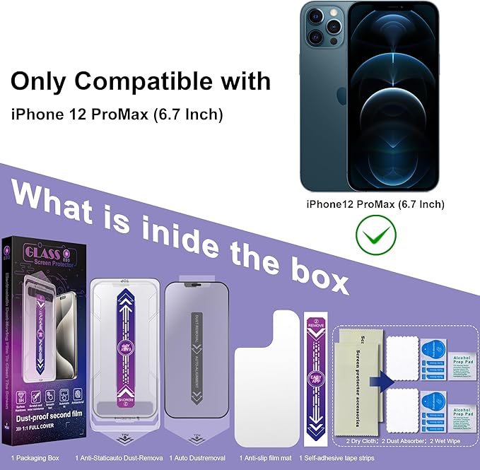 CHISHA 2-Pack Matte Screen Protector for iPhone 12 Pro Max — Anti-Glare, 9H, Auto Dust Removal