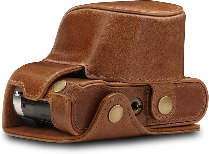 MegaGear MG1606 Ever Ready Genuine Leather Camera Case Compatible with Leica D-Lux 7 - Brown, One Size