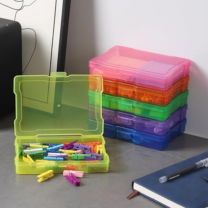 novelinks Transparent 4" x 6" Photo Storage Boxes - Photo Organizer Cases Photo Keeper Picture Storage Containers Box for Photos - 10 PACK (Multi-colored)