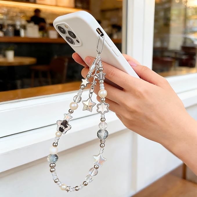 Beaded Camera Wrist Strap Cute Digital Camera Charm Lanyard Phone Charms Strap Beaded Camera Chain for Phone Bag Keychain