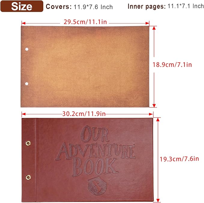 Adventure Book Scrapbook Photo Album 80 Pages Retro Leather Cover Memory Book with Luxury DIY Accessories Kit,Exquisite Box Gift Couples Weddings,Travelling,Christmas Day