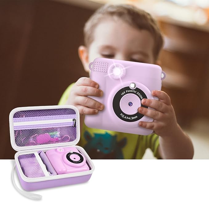 Grapsa Case Compatible with ESOXOFFORE for Dylanto for Anchioo for WEEFUN for GKTZ for Amzelas for Mafiti Instant Print Camera for Kids, Film Camera Storage Holder Organizer Bag (Box Only)- Purple