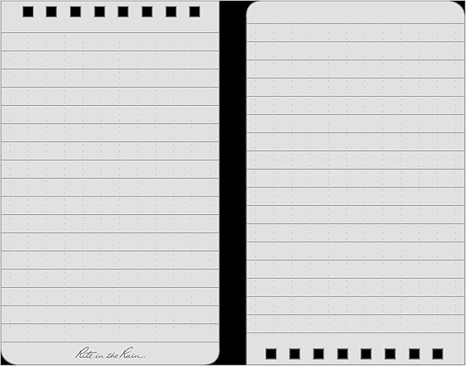 Rite in the Rain Weatherproof Top Spiral Notebook, 3" x 5", Gray Cover, Universal Pattern, 3 Pack (No. 835-3X)