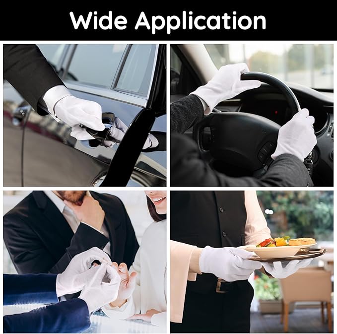 Segbeauty 12 Counts Extra Large Moisturizing Gloves Overnight, Thickened White Cotton Gloves for Dry Hand SPA, 6 Pairs Larger Overnight Lotion Sleep Gloves Women and Men, Washable Hand Gloves for Work