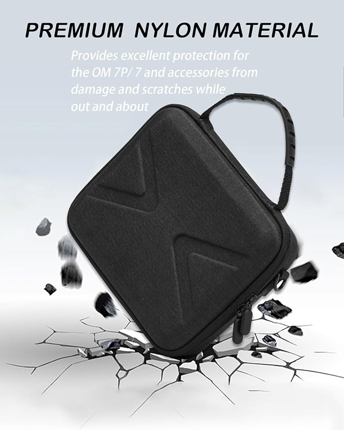 Hard Case for Osmo Mobile 7P / 7, Portable Storage for OM 7P/7, Shoulder Bag for DJI OM 7 /7P Smartphone Gimbal Stabilizer Accessories Case, Black